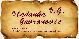 Vladanka Gavranović vizit kartica